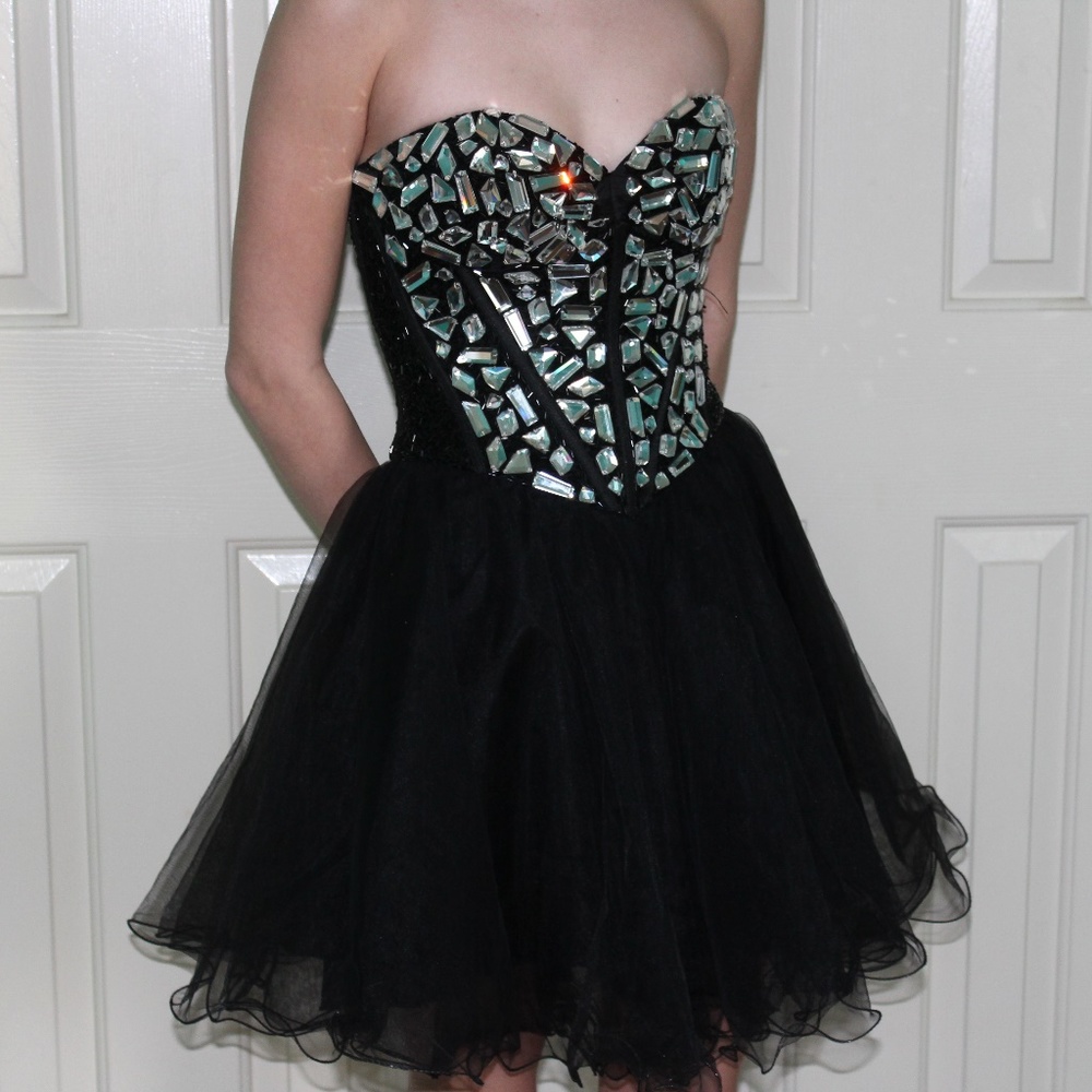 Beaded Black Homecoming Dress